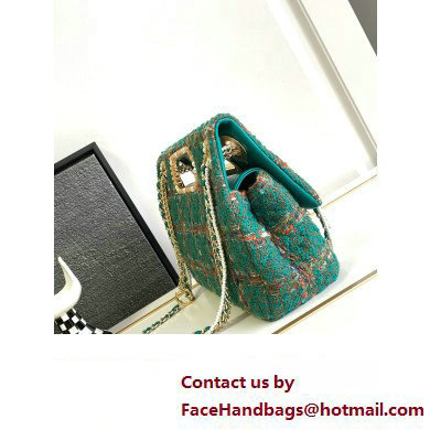 Chanel Wool and Silk Tweed, Glass and Wooden Pearls  &  Gold-Tone Metal Large Flap Bag with Top Handle AS4221 2023